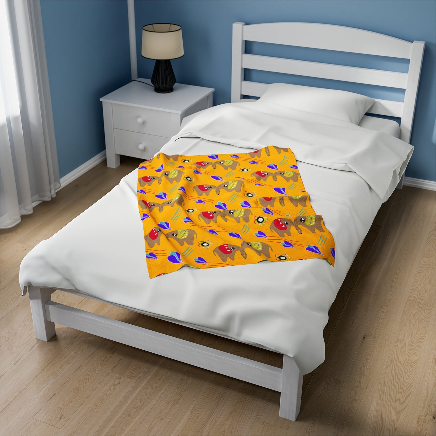 Velveteen Plush Blanket - Twin Elephants